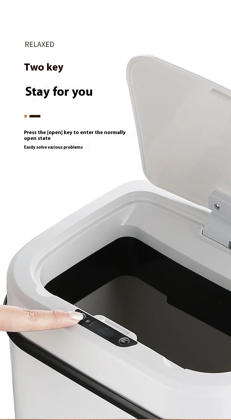 15L Silent Touchless Trash Can with Lid – Waterproof Smart Sensor Dustbin