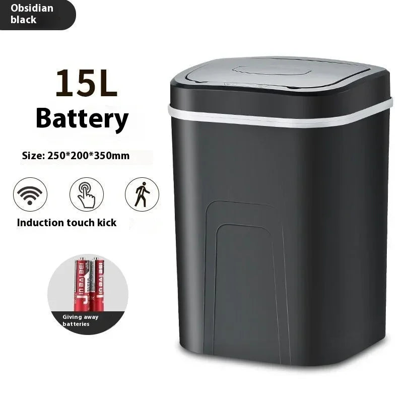 15L Smart Trash Can Automatic Sensor Dustbin Touchless Bin Kitchen Bathroom Waterproof Bucket Garbage With Lid Home Wastebasket
