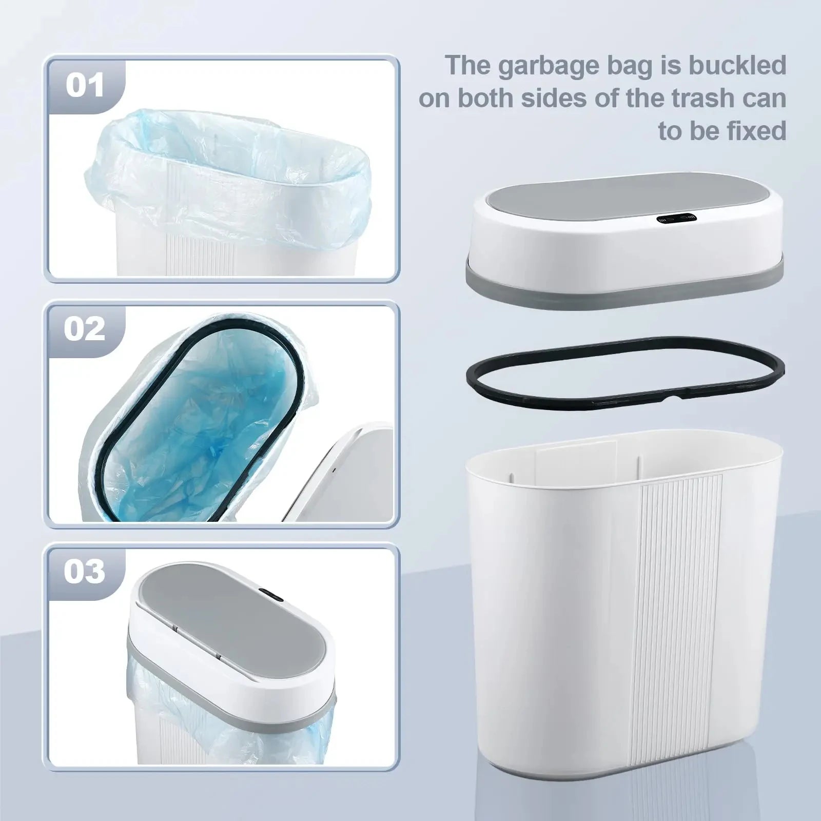 12L Dual Mode Kitchen Trash Can Smart Induction Trash Can Living Waterproof Garbage Can Bathroom Automatic Smart Trash Bin