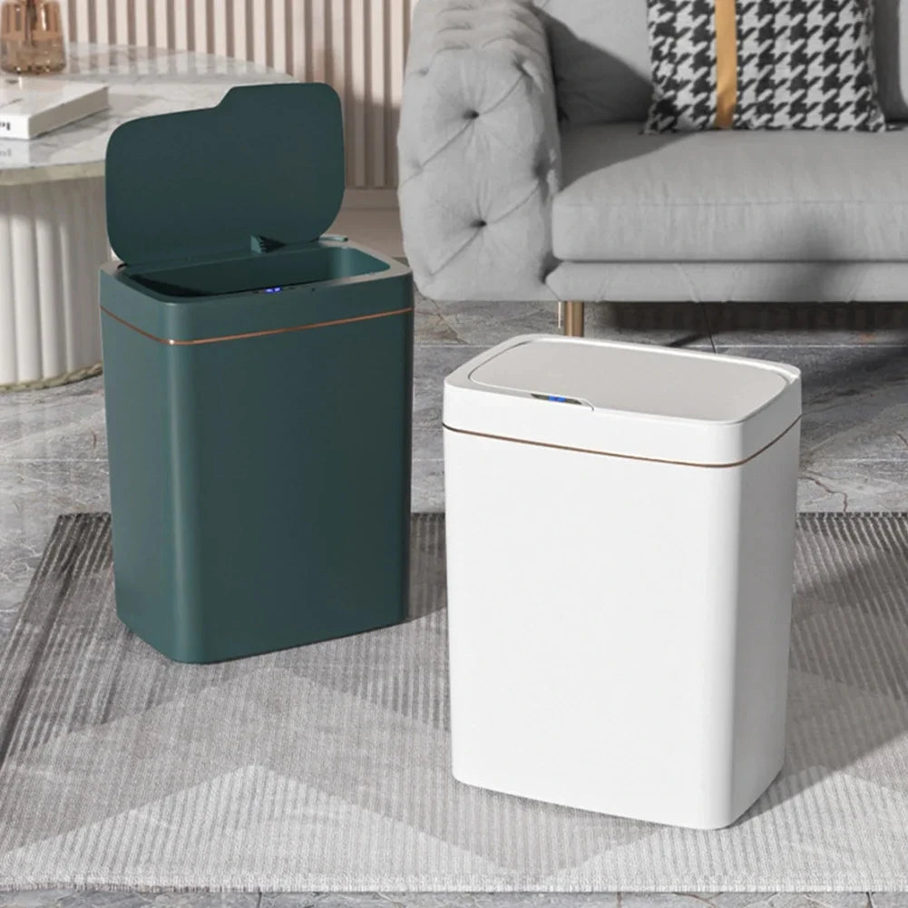 Smart Sensor Trash Can 15L Waterproof Intelligent Touchless Electric Garbage Bins for Kitchen Bathroom Bedroom Household Dustbin