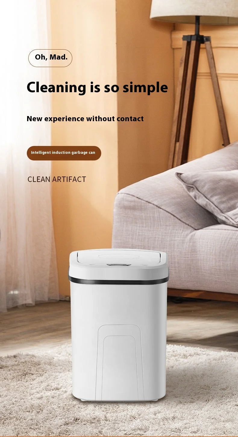 15L Silent Touchless Trash Can with Lid – Waterproof Smart Sensor Dustbin