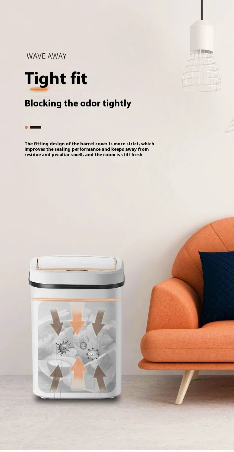 15L Silent Touchless Trash Can with Lid – Waterproof Smart Sensor Dustbin