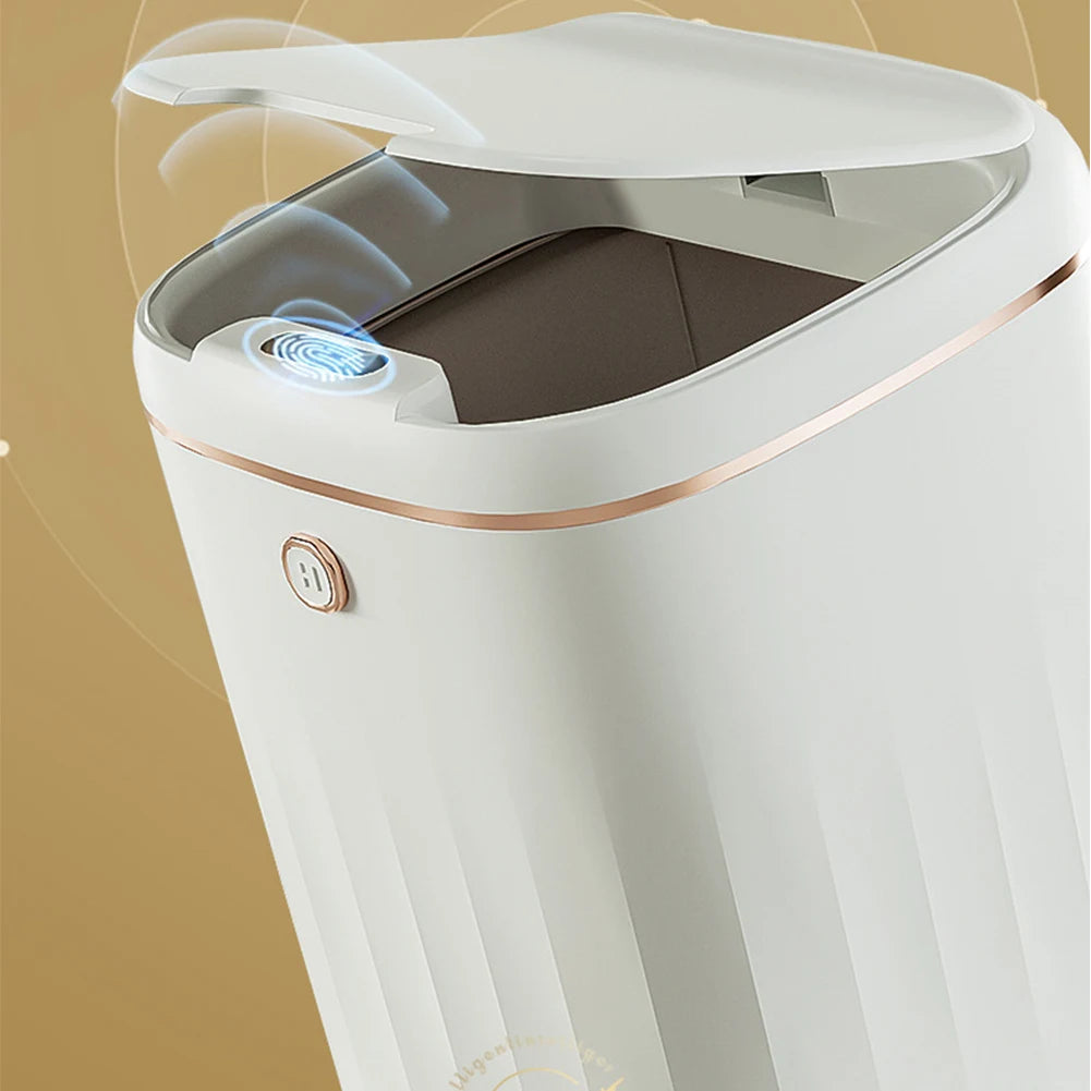 Household Garbage Bin Automatic Sensor Light Luxury Smart Wastebasket IPX5 Waterproof Large Capacity for Kitchen Bathroom Office