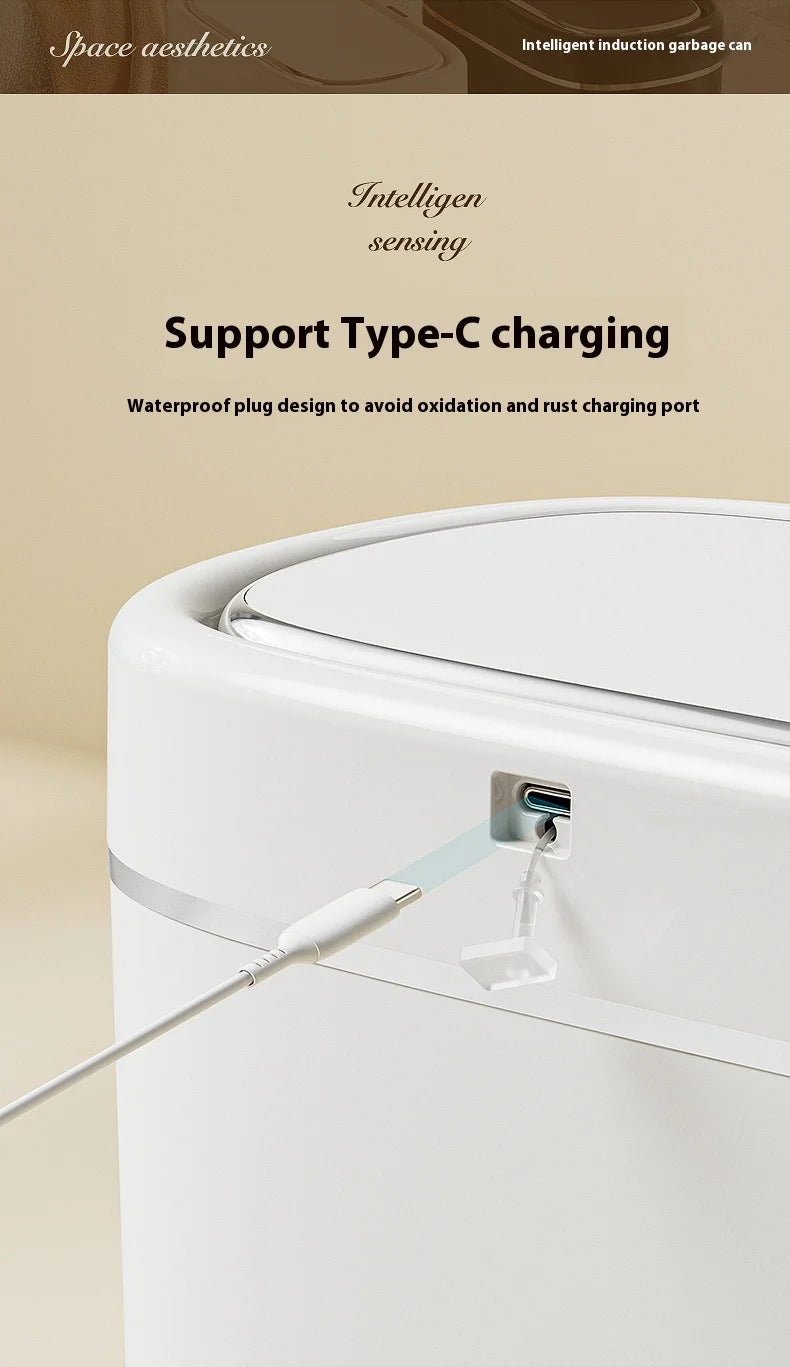 7/9L Narrow Smart Sensor Trash Can Automatic Wastebasket With Lid Desktop Trash Can Waterproof Toilet Dustbin Wastebasket