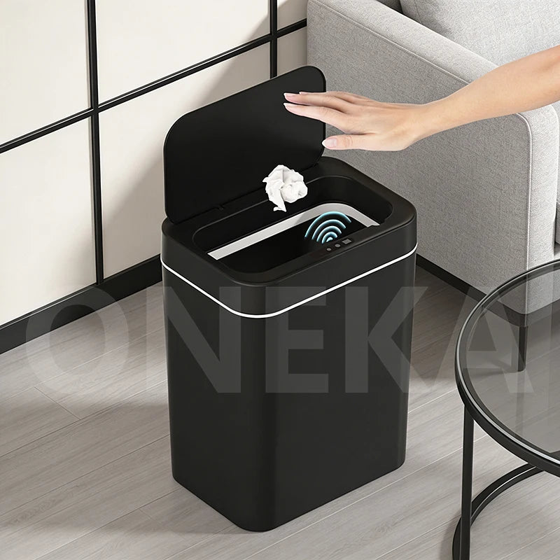 Smart Trash Can with lid Automatic Open Motion Sensor Plastic Waste Bin for Kitchen Bathroom Office Garden Public Bedroom House