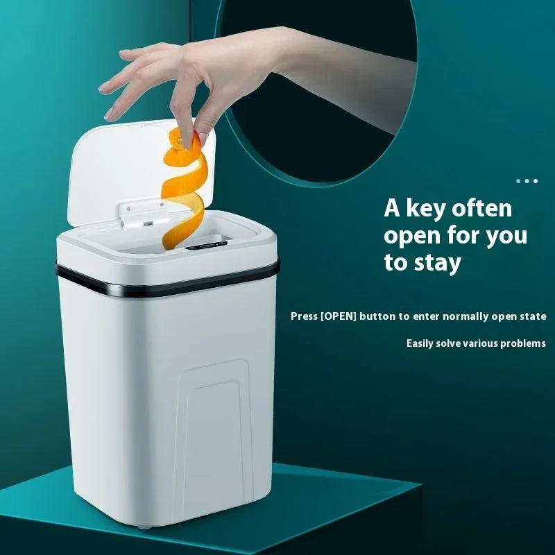 15L Silent Touchless Trash Can with Lid – Waterproof Smart Sensor Dustbin