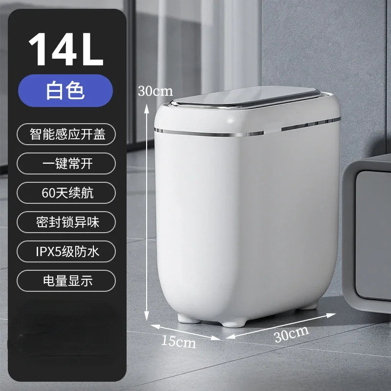 14L 3Color Smart Sensor Trash Can Bathroom Narrow Automatic Sensor Wastebin For Toilet Kitchen Dustbin with lid Smart Home