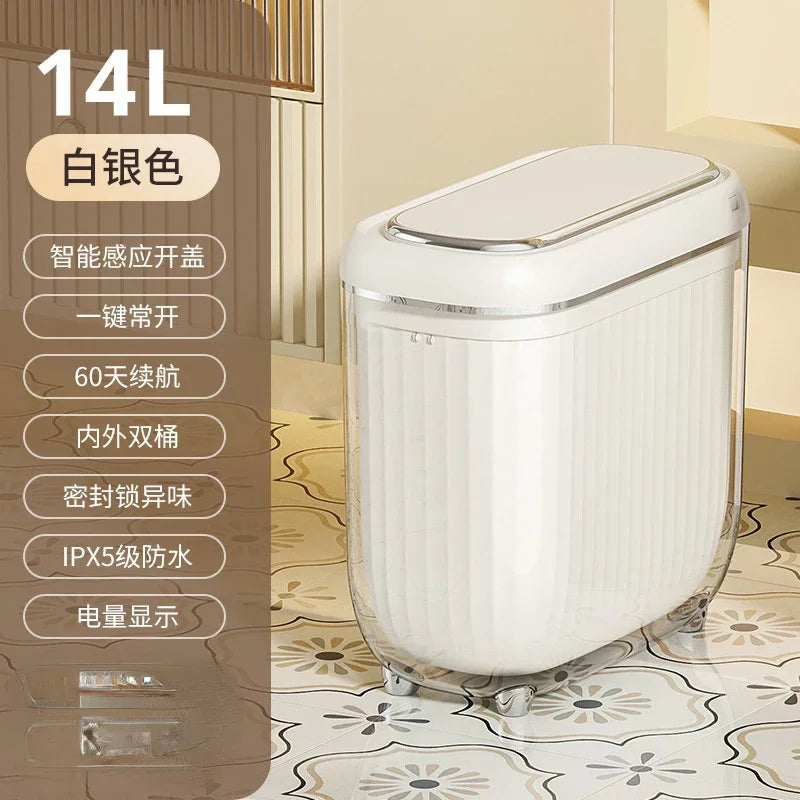 14L 3Color Smart Sensor Trash Can Bathroom Narrow Automatic Sensor Wastebin For Toilet Kitchen Dustbin with lid Smart Home
