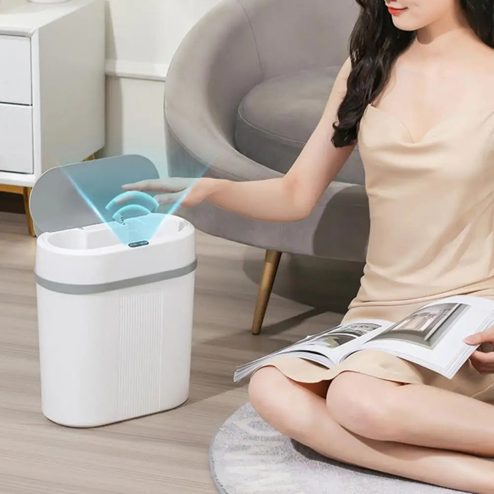 12L Dual Mode Kitchen Trash Can Smart Induction Trash Can Living Waterproof Garbage Can Bathroom Automatic Smart Trash Bin