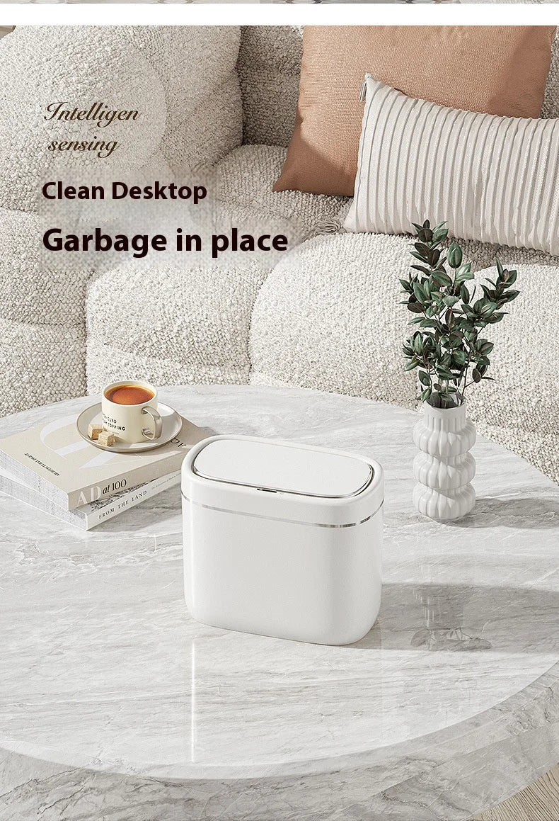 7/9L Narrow Smart Sensor Trash Can Automatic Wastebasket With Lid Desktop Trash Can Waterproof Toilet Dustbin Wastebasket