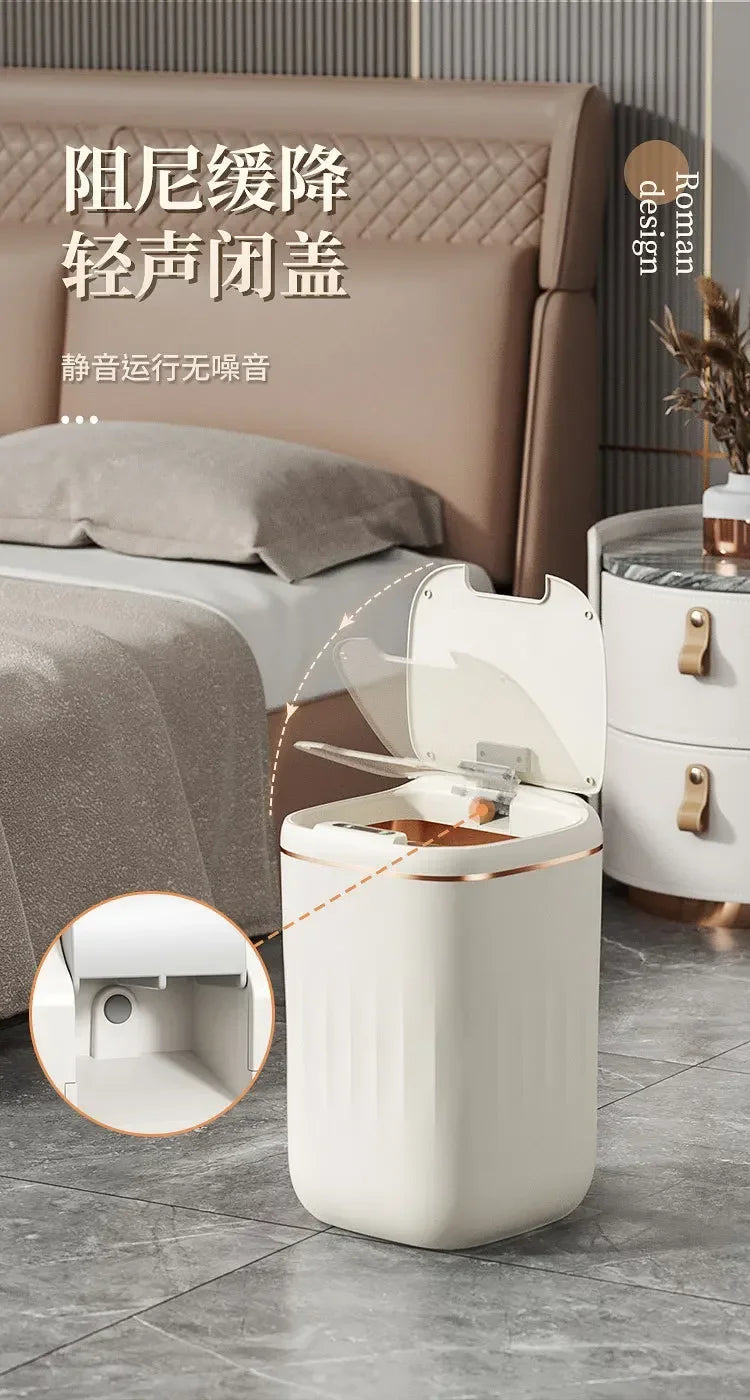 20L Automatic Smart Sensor Trash Can Waterproof Large-capacity Bathroom Toilet Paper Basket Kitchen Black Trash Bin