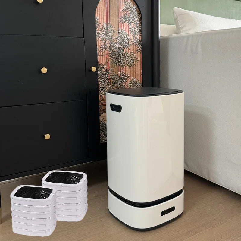 13L Smart Trash Can with Automatic Packing Garbage Bag Bathroom Toilet Trash Can Automatic Close Bag Adsorption Wastebasket