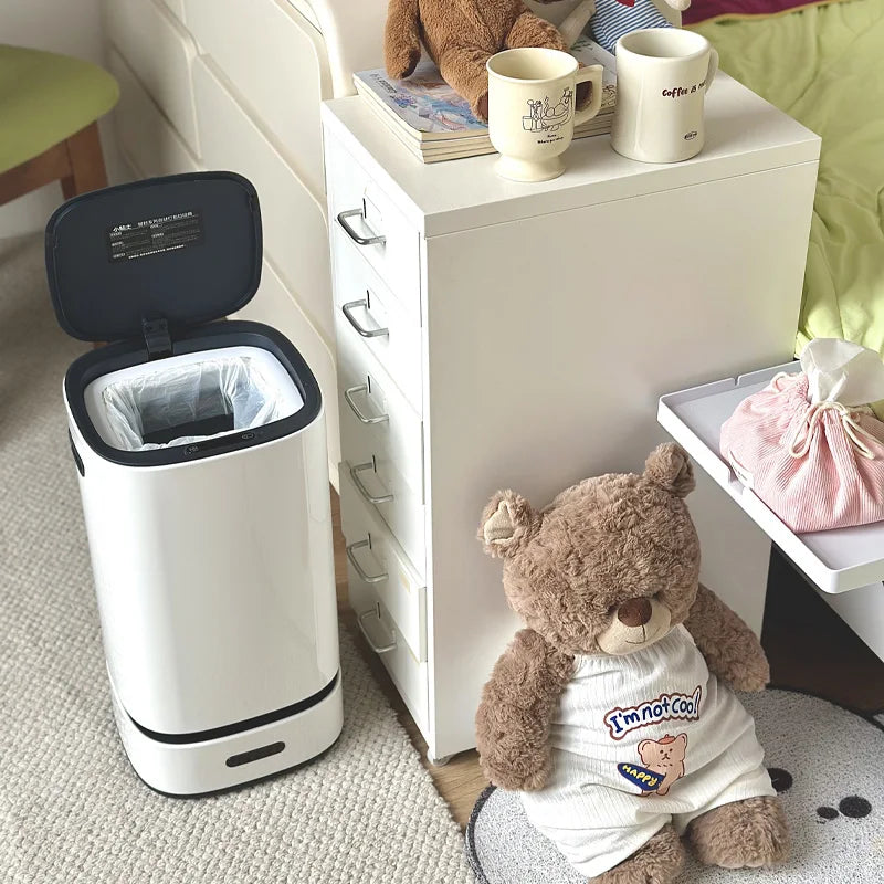 13L Smart Trash Can with Automatic Packing Garbage Bag Bathroom Toilet Trash Can Automatic Close Bag Adsorption Wastebasket