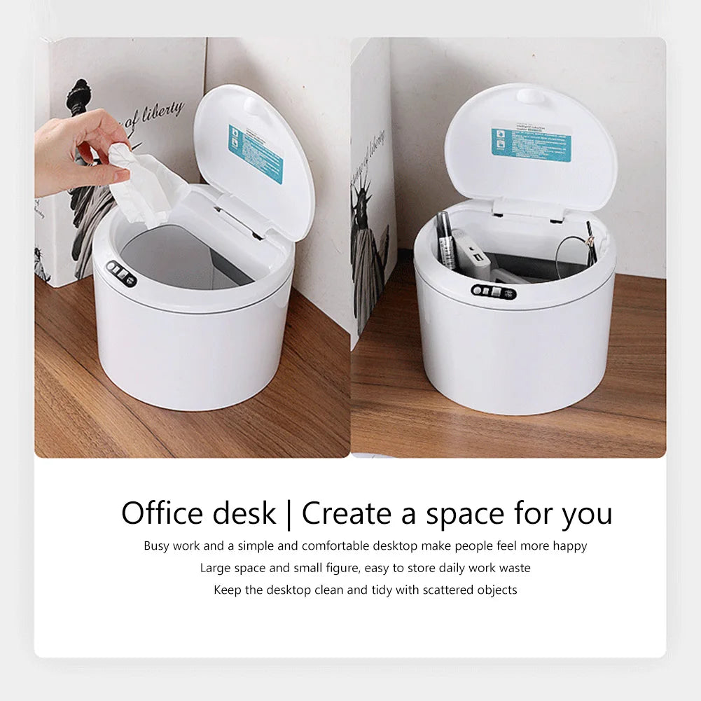 3L Smart Sensor Trash Can Desk Waste Bin Paper Basket Luxury Induction Garbage Bin Living Room Cracks Trash Bin for Car Outdoor