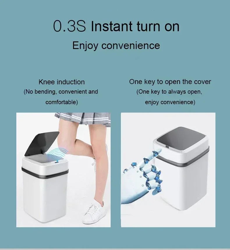 New Convenient Smart Sensing Trash Can, Kitchen Trash Can 13L, Bathroom Sensing Trash Can, Toilet Smart Trash Can, Garbage Bin