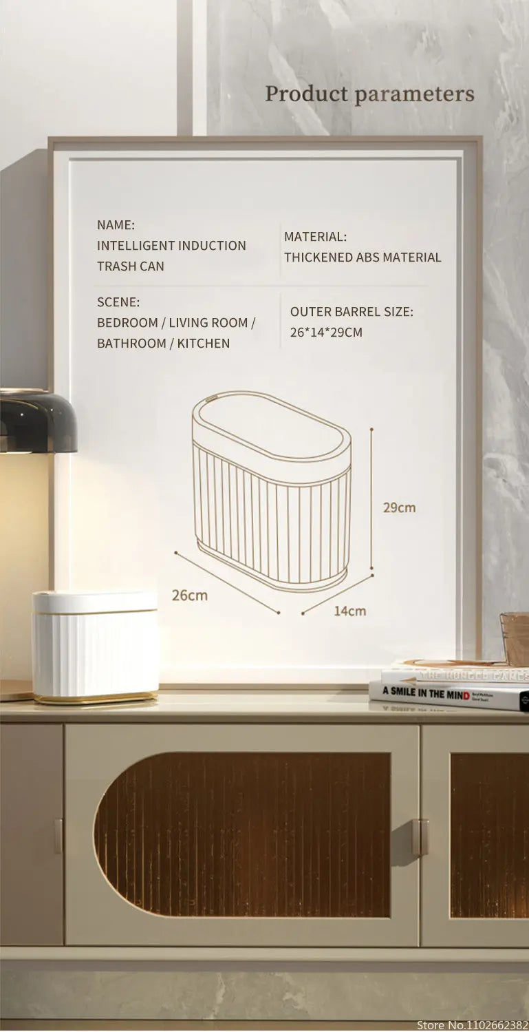 5L/7L/9L Smart Trash Can Electronic Automatic Smart Sensor Garbage Bin Household Toilet Waste Garbage Can for Kitchen Bathroom
