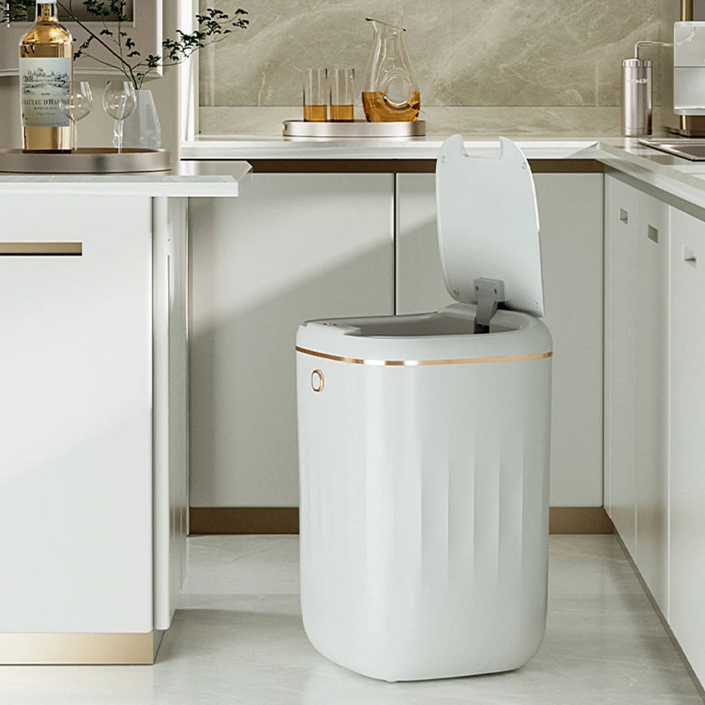 Household Garbage Bin Automatic Sensor Light Luxury Smart Wastebasket IPX5 Waterproof Large Capacity for Kitchen Bathroom Office
