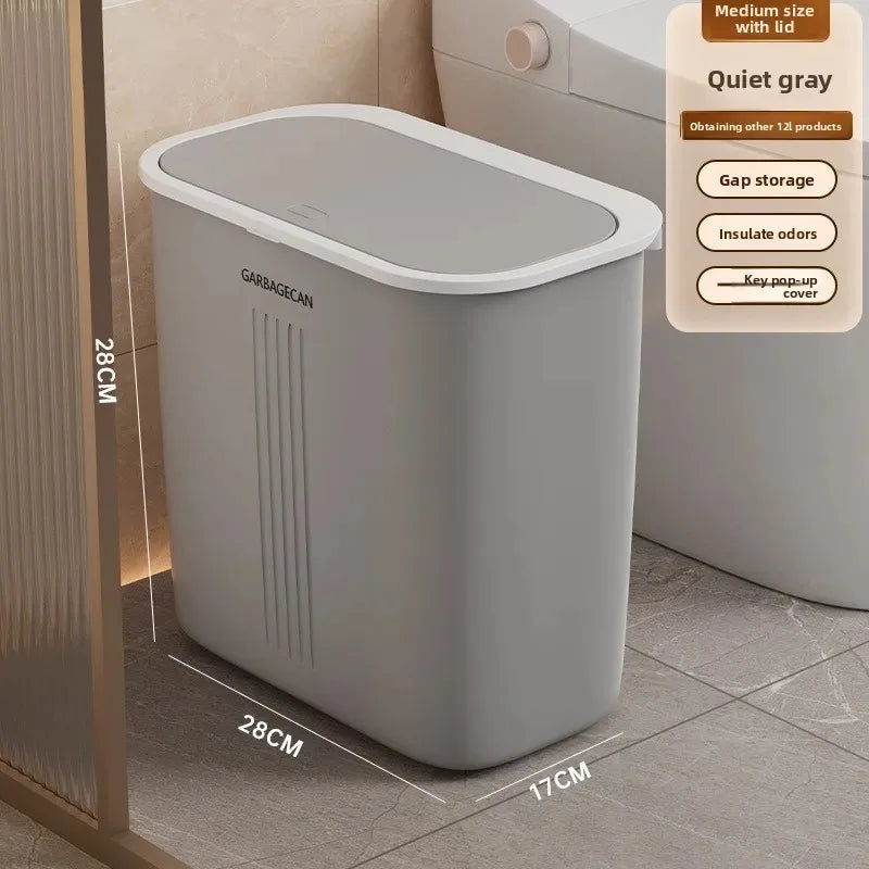 Trash can narrow slot toilet trash can with lid household toilet press with narrow style