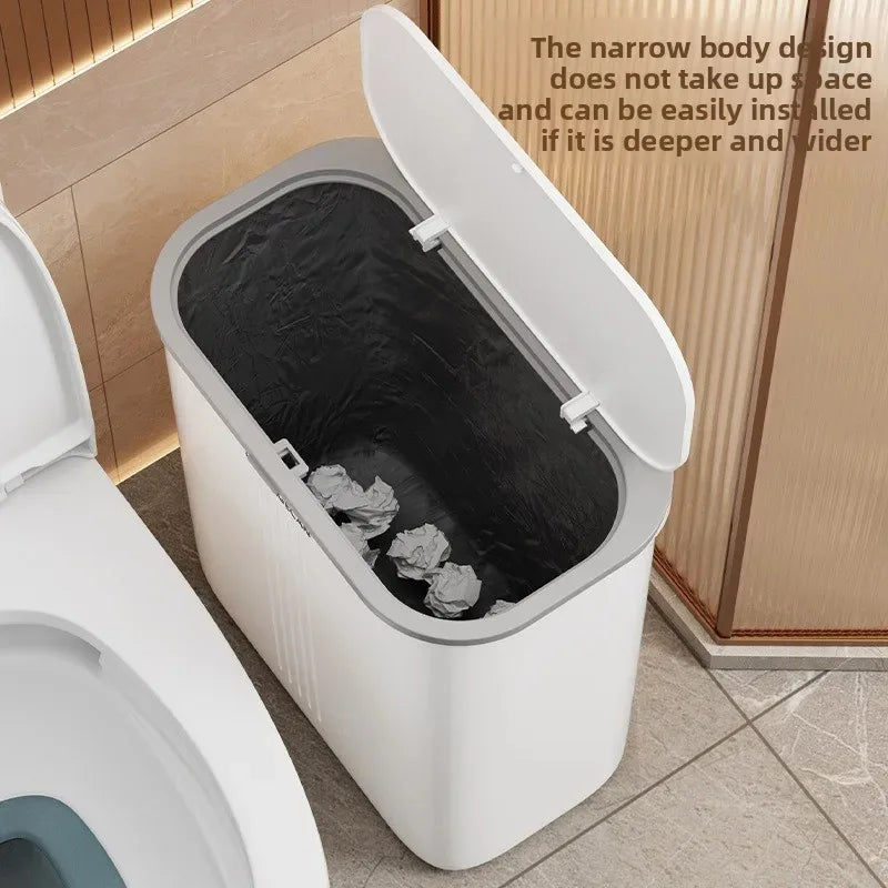 Trash can narrow slot toilet trash can with lid household toilet press with narrow style