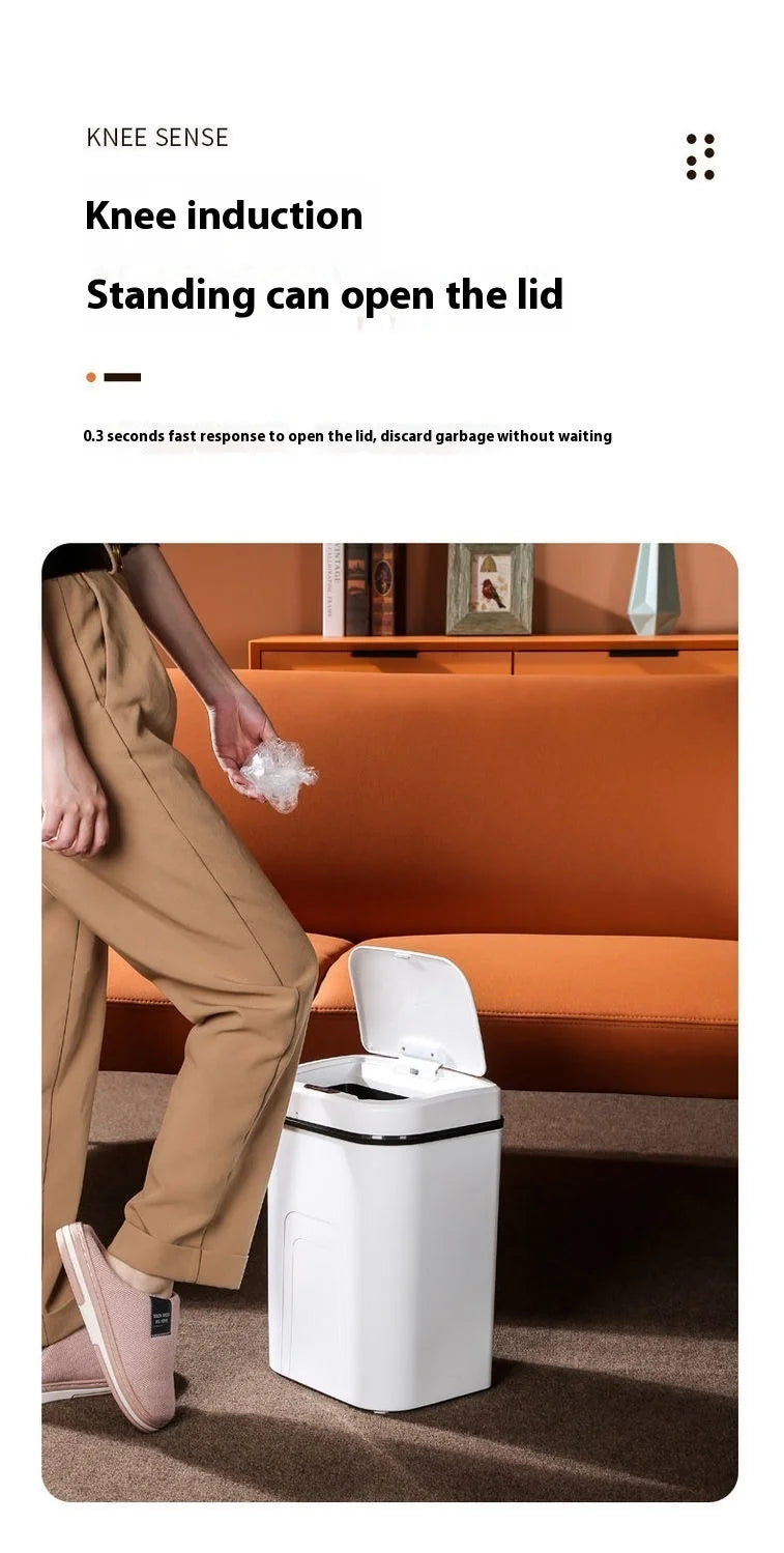15L Silent Touchless Trash Can with Lid – Waterproof Smart Sensor Dustbin