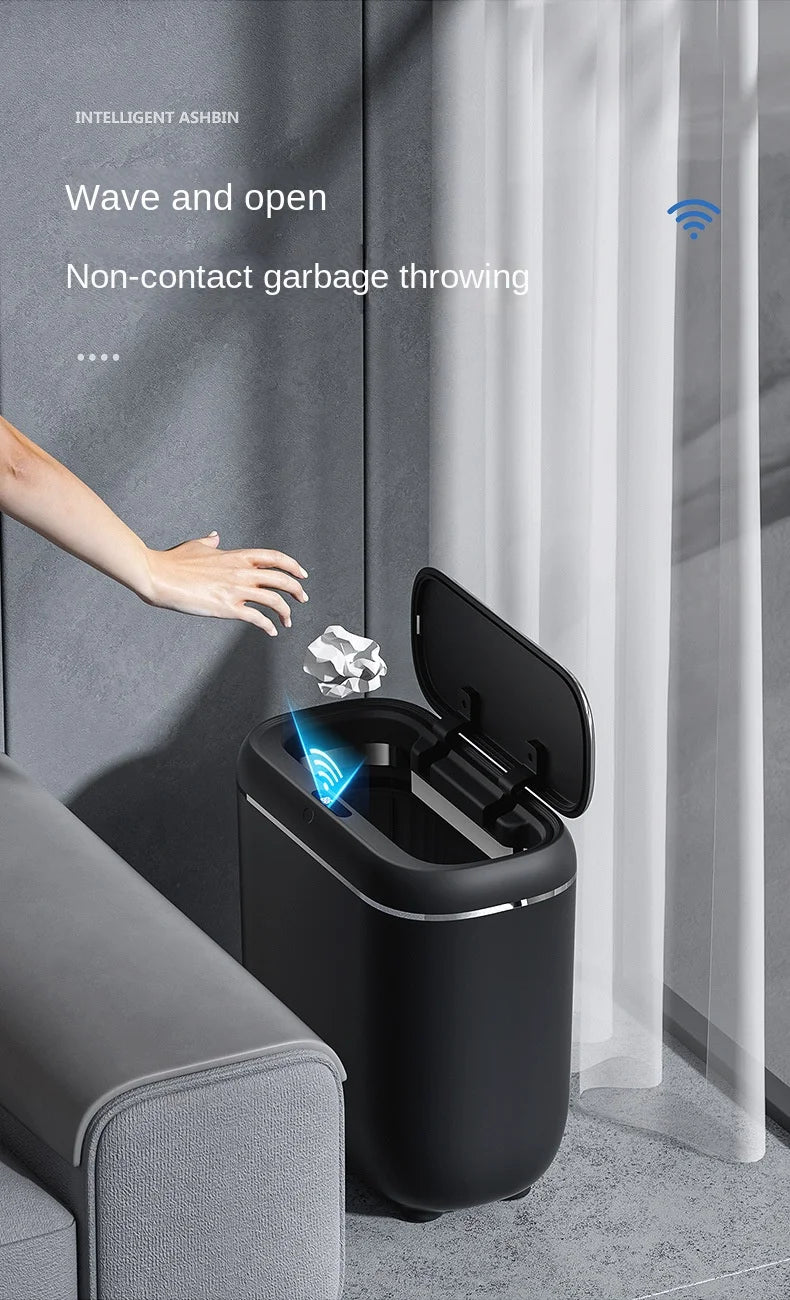 14L Smart Sensor trash can With Display Type-C Recharging Automatic Wastebin For Bathroom Kitchen Toilet Wastebasket Smart home