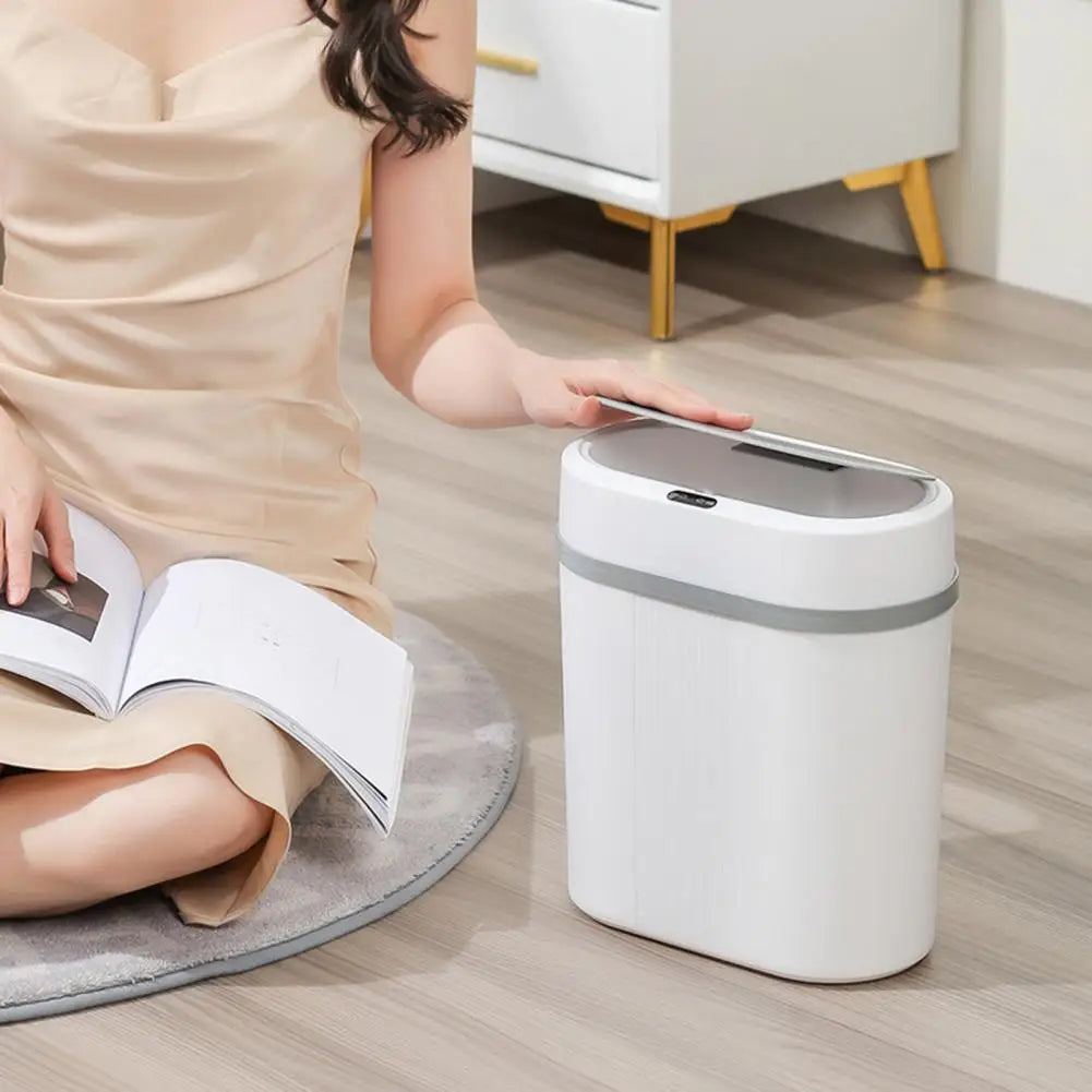 12L Dual Mode Kitchen Trash Can Smart Induction Trash Can Living Waterproof Garbage Can Bathroom Automatic Smart Trash Bin