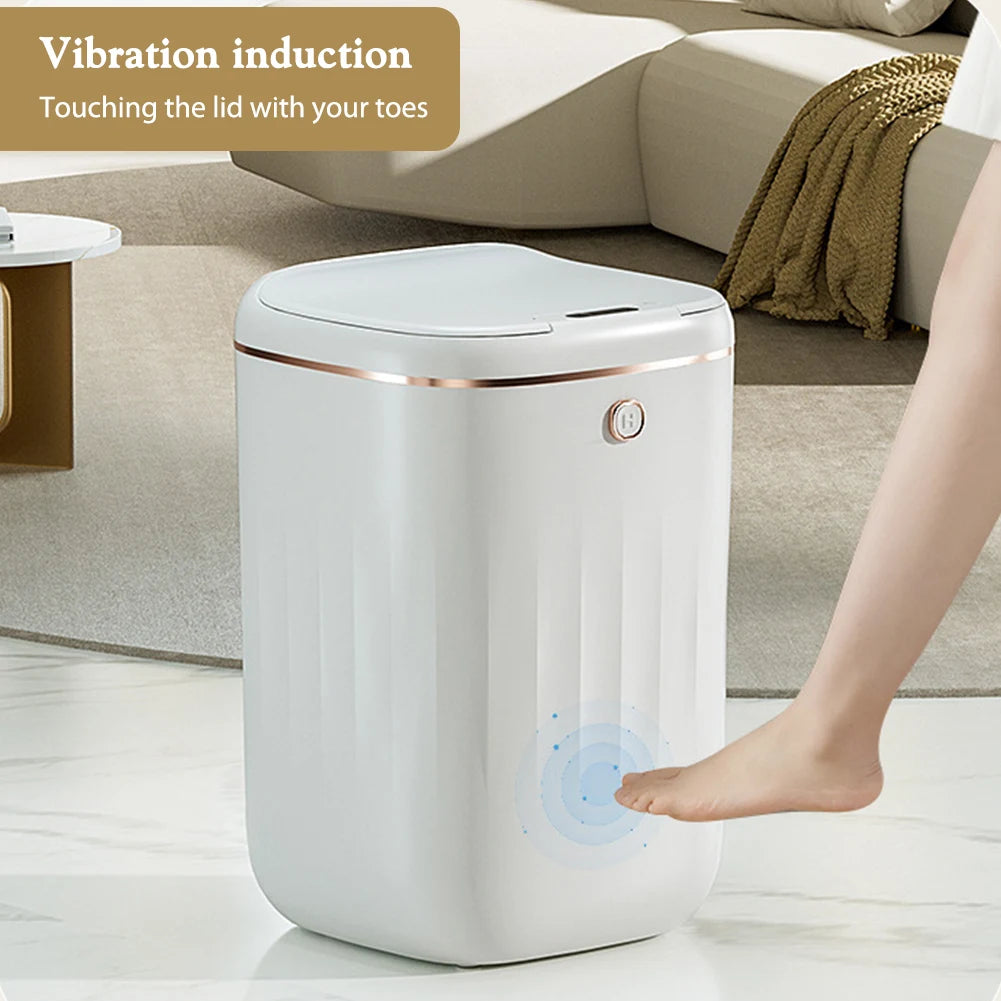 Household Garbage Bin Automatic Sensor Light Luxury Smart Wastebasket IPX5 Waterproof Large Capacity for Kitchen Bathroom Office