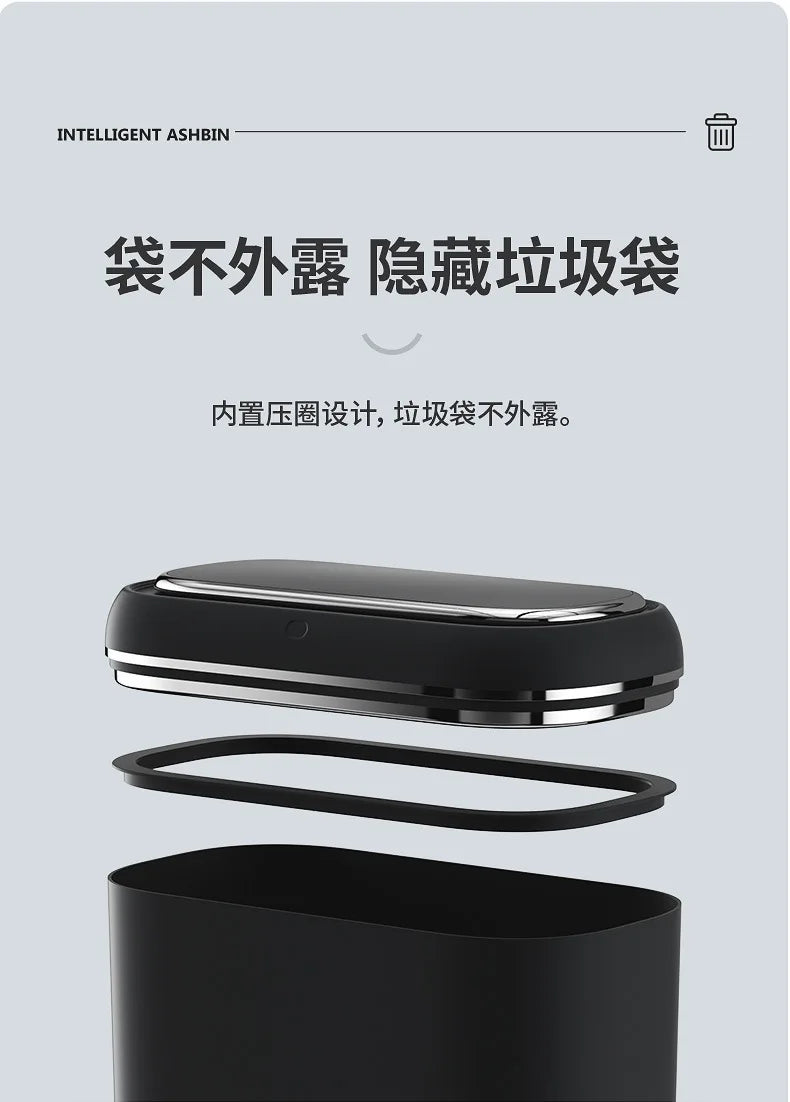 14L Smart Sensor trash can With Display Type-C Recharging Automatic Wastebin For Bathroom Kitchen Toilet Wastebasket Smart home