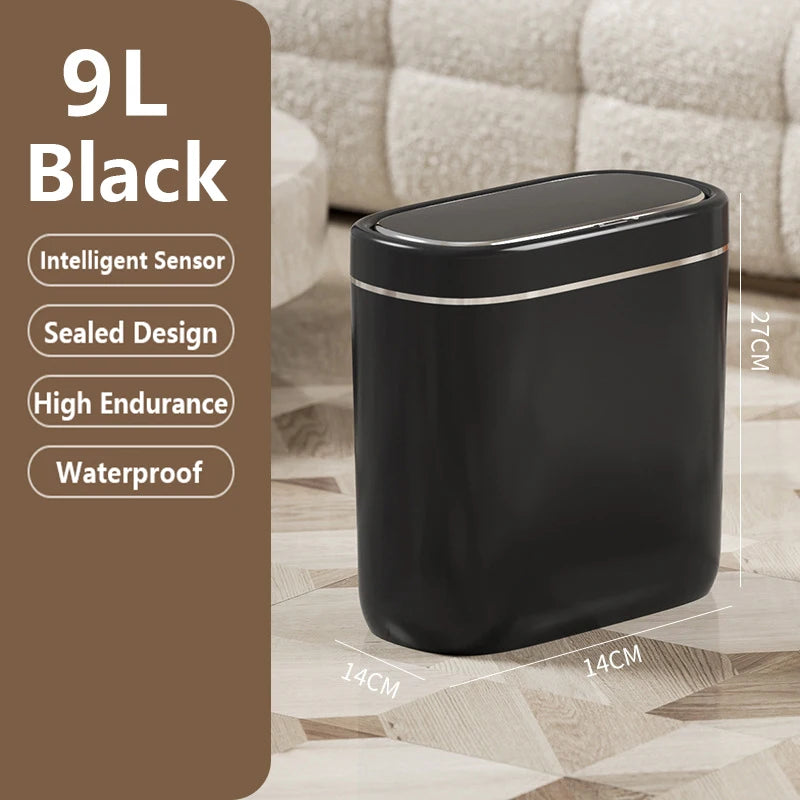 7/9L Narrow Smart Sensor Trash Can Automatic Wastebasket With Lid Desktop Trash Can Waterproof Toilet Dustbin Wastebasket