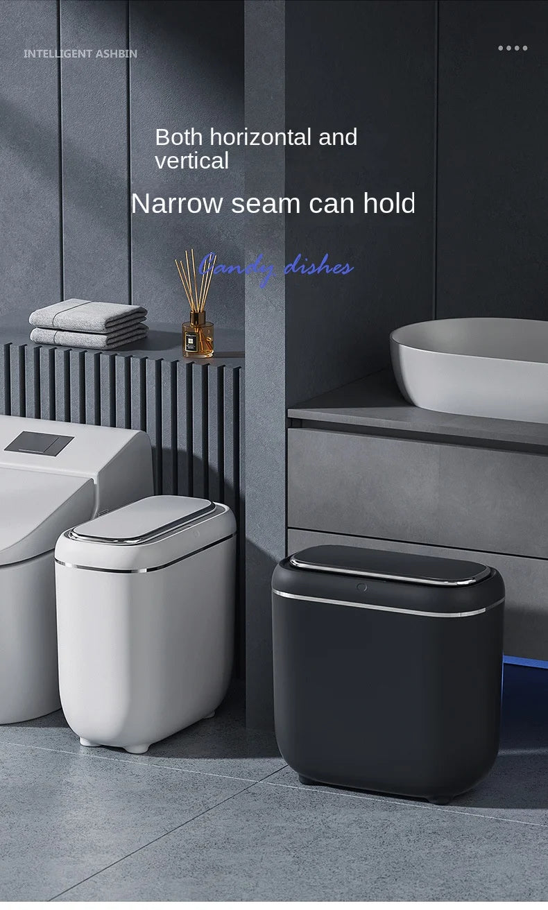 14L Smart Sensor trash can With Display Type-C Recharging Automatic Wastebin For Bathroom Kitchen Toilet Wastebasket Smart home