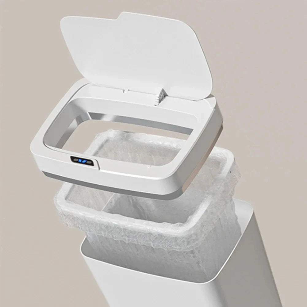 Smart Sensor Trash Can 15L Waterproof Intelligent Touchless Electric Garbage Bins for Kitchen Bathroom Bedroom Household Dustbin
