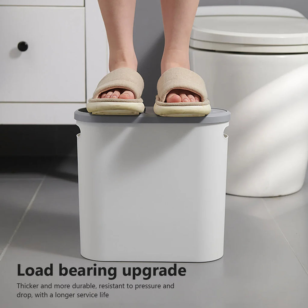 10L Bathroom Trash Can Press Type Garbage Can with Lid Trash Bin for Kitchen Bedroom Living Room Toilet Bucket Waste Trash Can