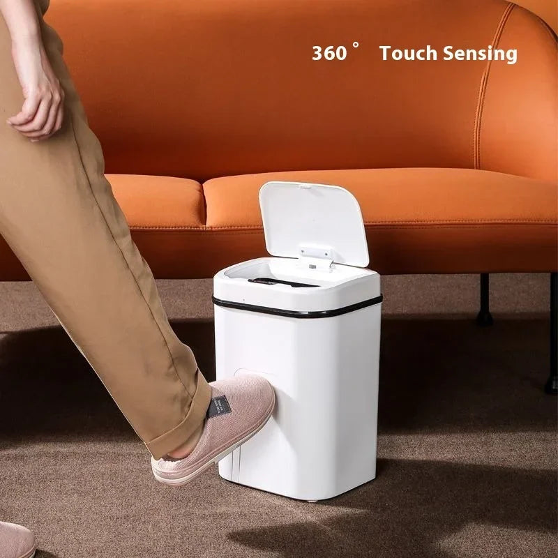 15L Silent Touchless Trash Can with Lid – Waterproof Smart Sensor Dustbin