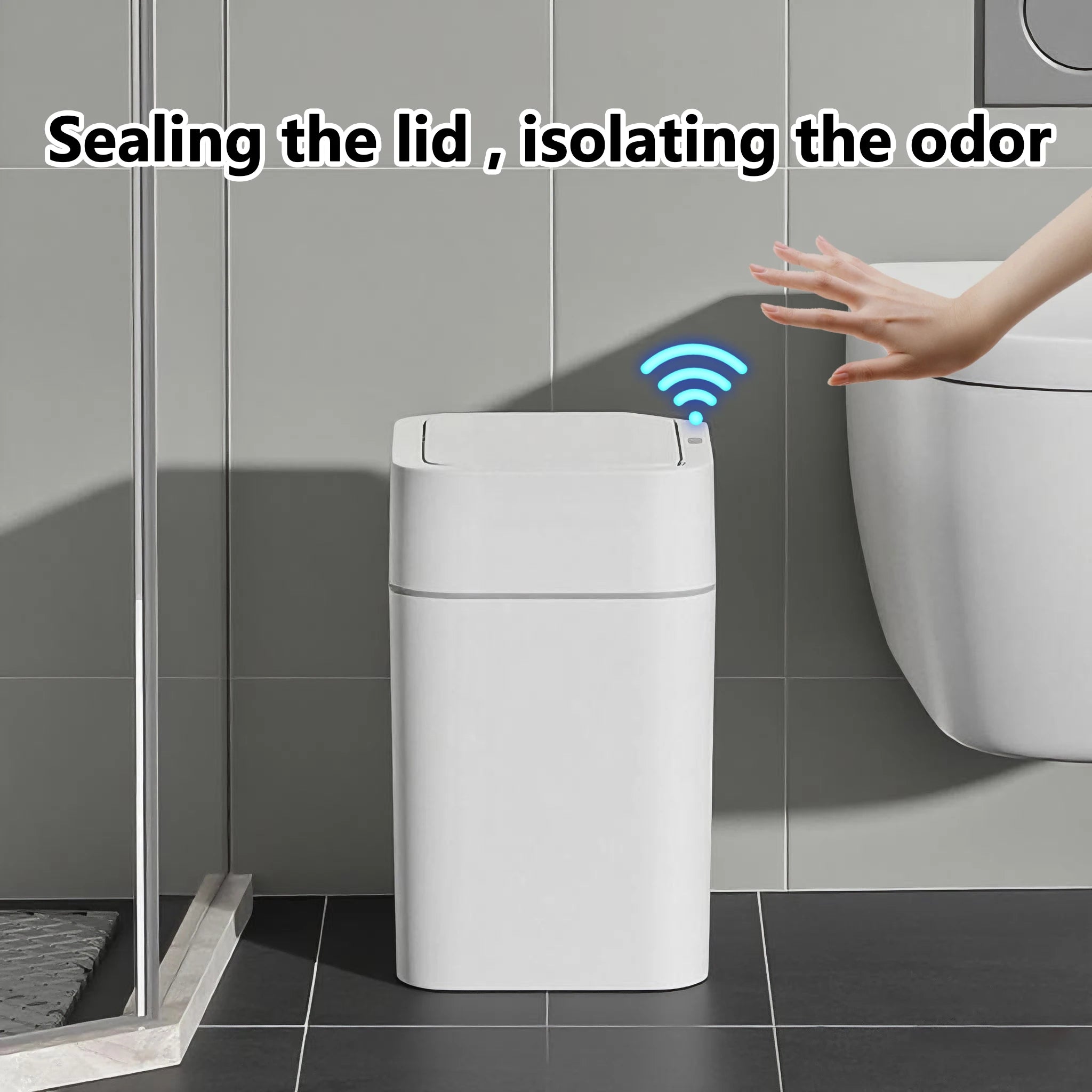 Smart Sensor Trash Can Intelligent Touchless Trash Can Quiet Auto Motion Sensor Rubbish for Kitchen Bathroom Office