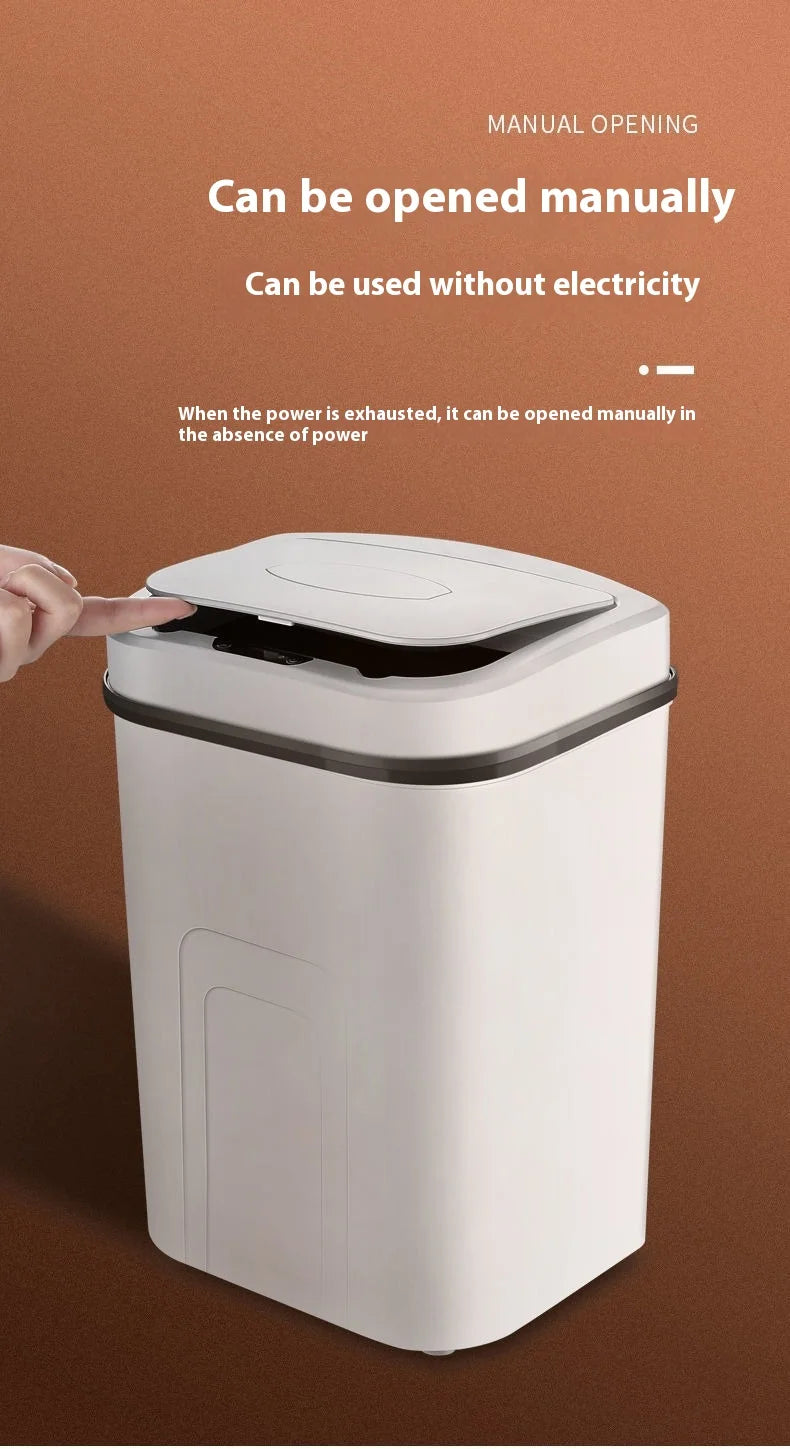 15L Silent Touchless Trash Can with Lid – Waterproof Smart Sensor Dustbin