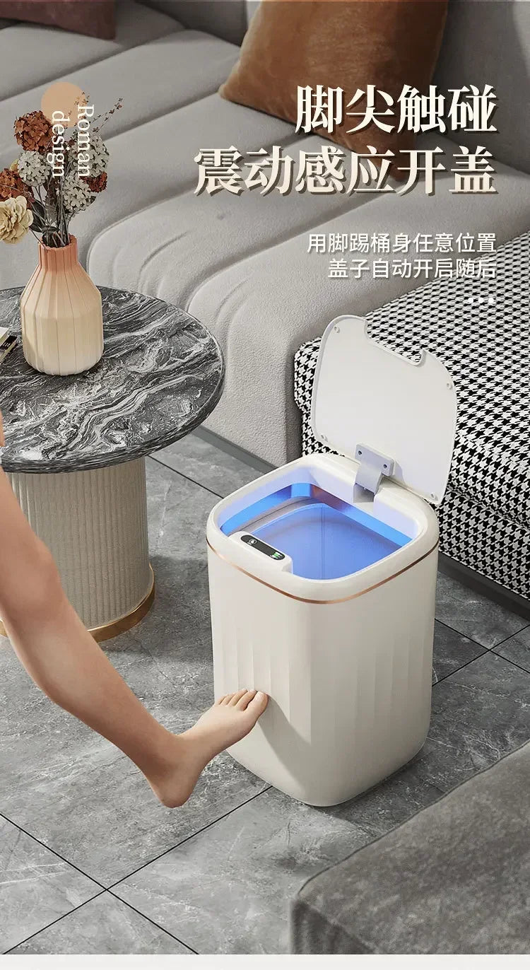 20L Automatic Smart Sensor Trash Can Waterproof Large-capacity Bathroom Toilet Paper Basket Kitchen Black Trash Bin