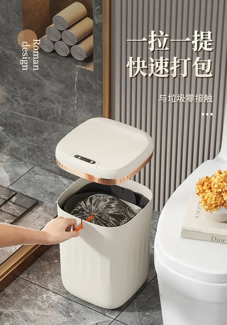 20L Automatic Smart Sensor Trash Can Waterproof Large-capacity Bathroom Toilet Paper Basket Kitchen Black Trash Bin