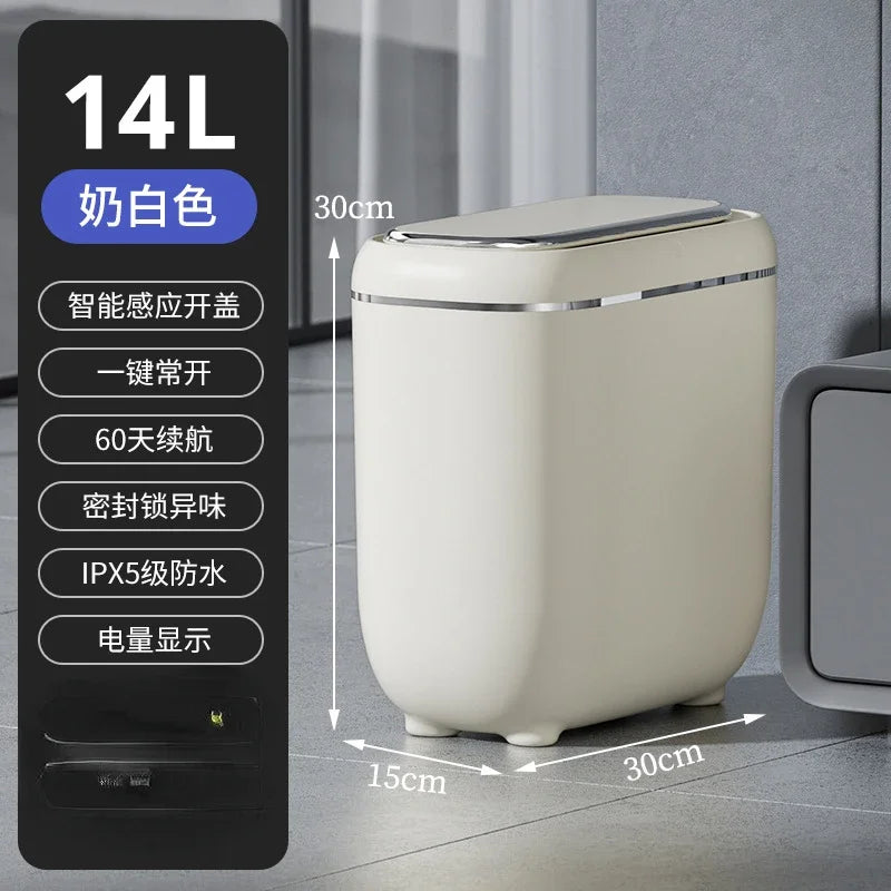 14L 3Color Smart Sensor Trash Can Bathroom Narrow Automatic Sensor Wastebin For Toilet Kitchen Dustbin with lid Smart Home