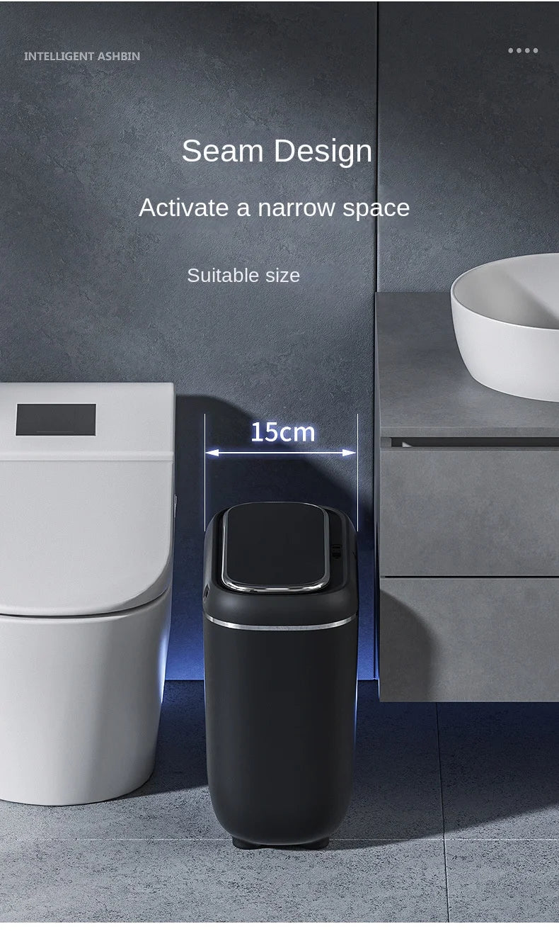 14L Smart Sensor trash can With Display Type-C Recharging Automatic Wastebin For Bathroom Kitchen Toilet Wastebasket Smart home