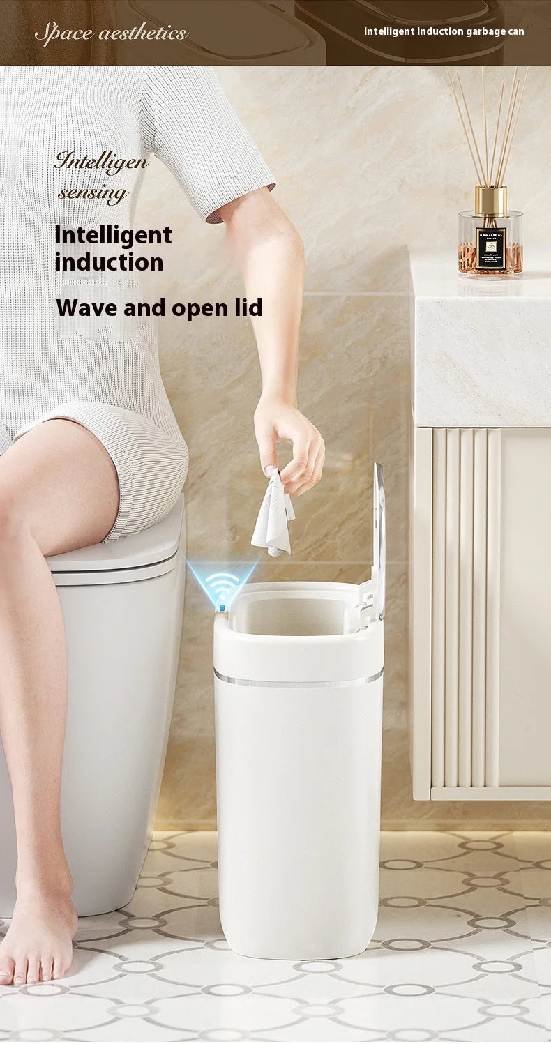 7/9L Narrow Smart Sensor Trash Can Automatic Wastebasket With Lid Desktop Trash Can Waterproof Toilet Dustbin Wastebasket