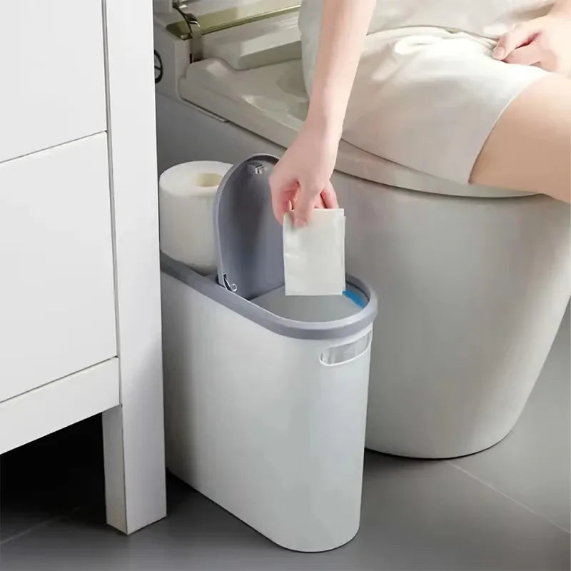 10L Bathroom Trash Can Press Type Garbage Can with Lid Trash Bin for Kitchen Bedroom Living Room Toilet Bucket Waste Trash Can