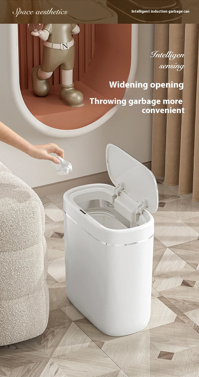 7/9L Narrow Smart Sensor Trash Can Automatic Wastebasket With Lid Desktop Trash Can Waterproof Toilet Dustbin Wastebasket
