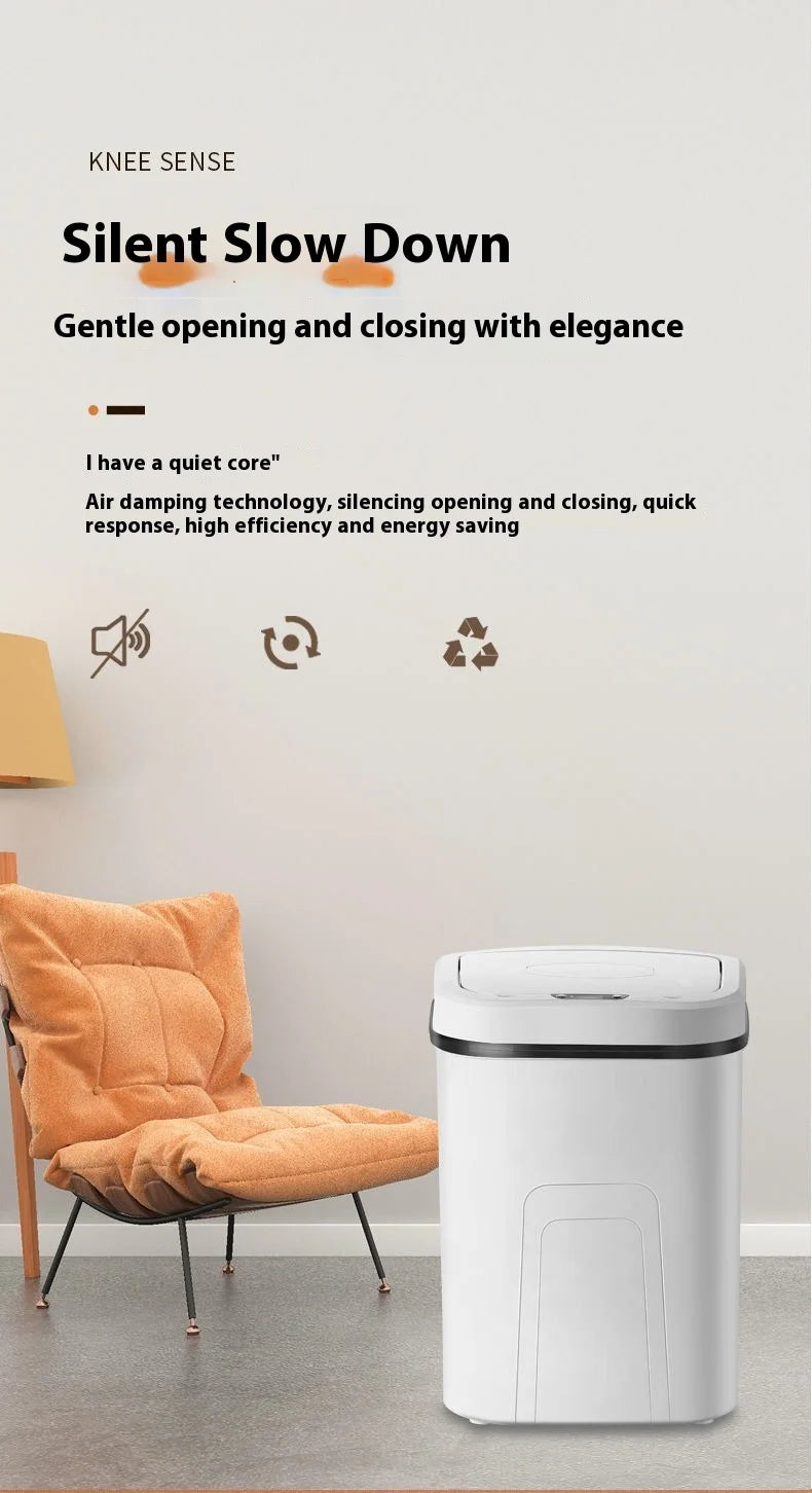 15L Silent Touchless Trash Can with Lid – Waterproof Smart Sensor Dustbin