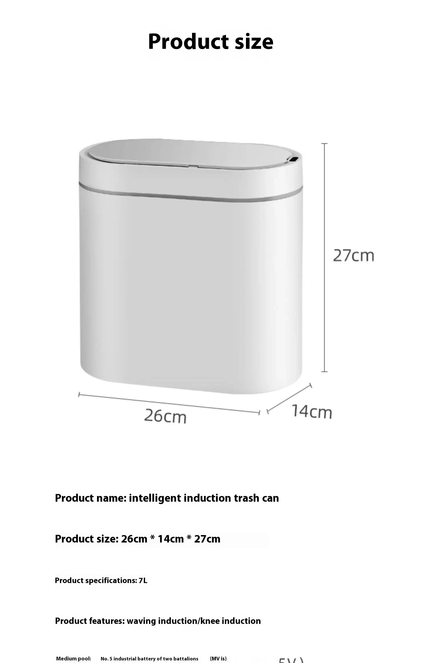 7L Automatic Bathroom Trash Can with Lid, Touchless Small Trash Can, Motion Sensor Waterproof Garbage Can for Kitchen, Bedroom