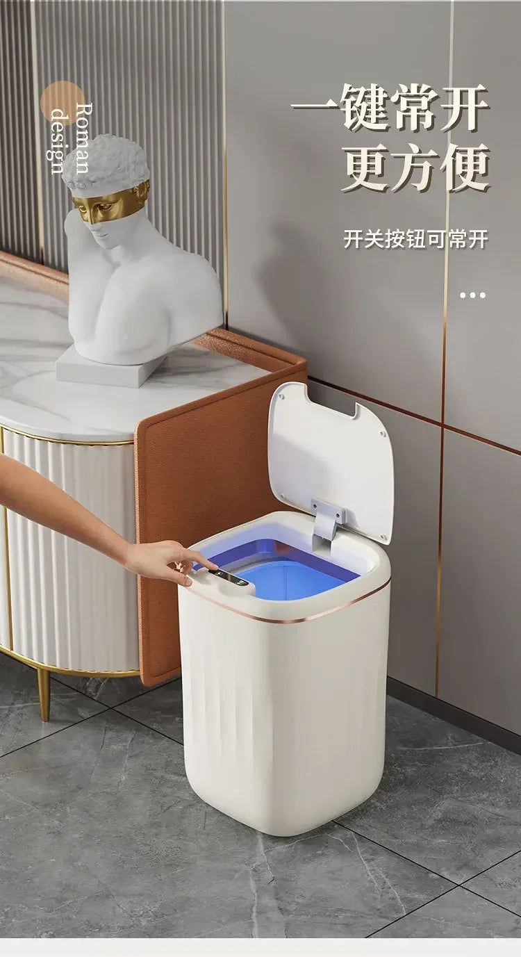 20L Automatic Smart Sensor Trash Can Waterproof Large-capacity Bathroom Toilet Paper Basket Kitchen Black Trash Bin