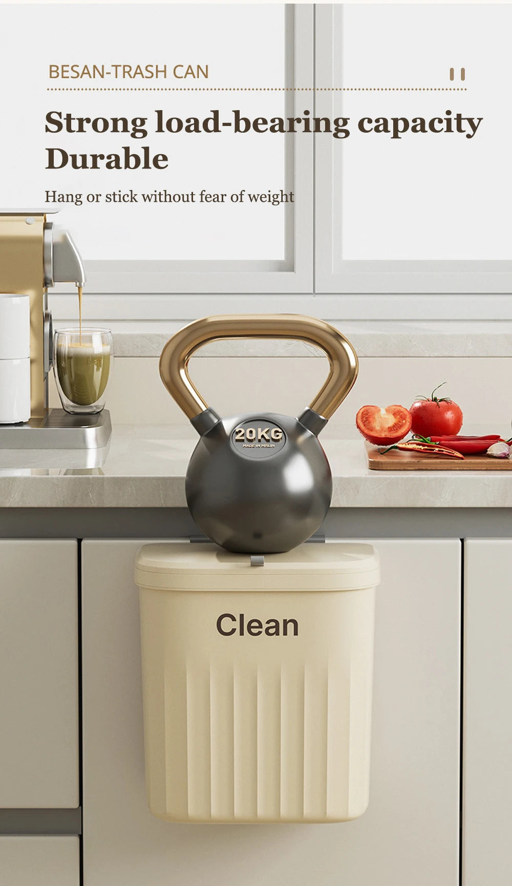 8.5/12L Hanging Trash can For Kitchen Cabinet Door Wall Mounted Recycling Garbage Basket with Lid Bathroom Kitchen Accessories