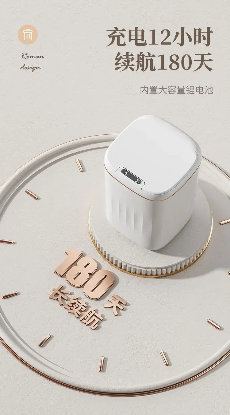 20L Automatic Smart Sensor Trash Can Waterproof Large-capacity Bathroom Toilet Paper Basket Kitchen Black Trash Bin