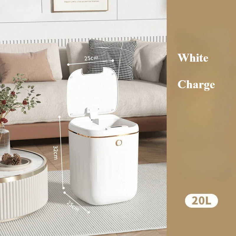 20L Automatic Smart Sensor Trash Can Waterproof Large-capacity Bathroom Toilet Paper Basket Kitchen Black Trash Bin