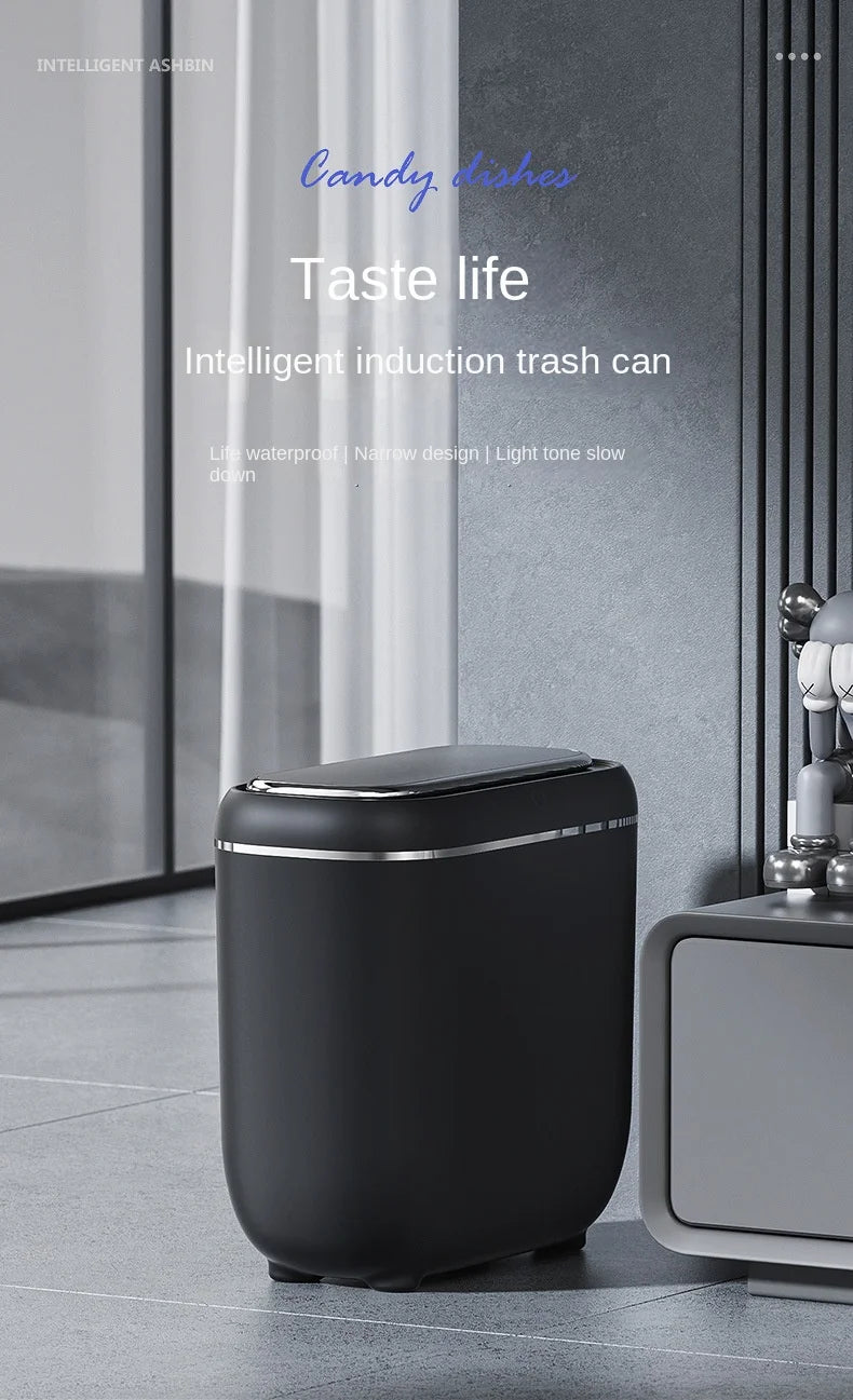 14L Smart Sensor trash can With Display Type-C Recharging Automatic Wastebin For Bathroom Kitchen Toilet Wastebasket Smart home