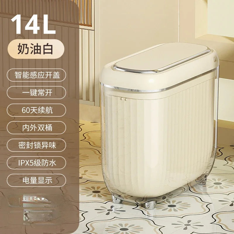 14L 3Color Smart Sensor Trash Can Bathroom Narrow Automatic Sensor Wastebin For Toilet Kitchen Dustbin with lid Smart Home